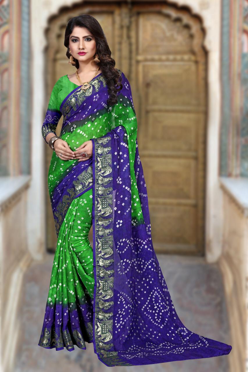 Palak Bandhej Latest Fancy Designer  Handicraft Pure Bandhej Silk Saree Collection